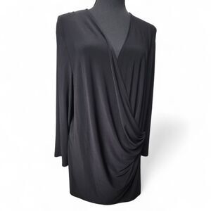 Anne Klein Women's Top 2X Black Wrap Whimsigoth Boho Chic Holiday Party Classic